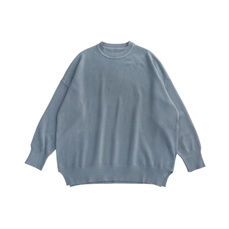 Hem Slit lazy Wind Round Neck Sweater